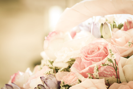 closeup soft pastel color roses bouquetの写真素材