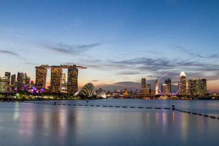 Marina Bay Sands in the eveningのeditorial素材