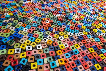colorful coated square ceramic with hole arranged for background