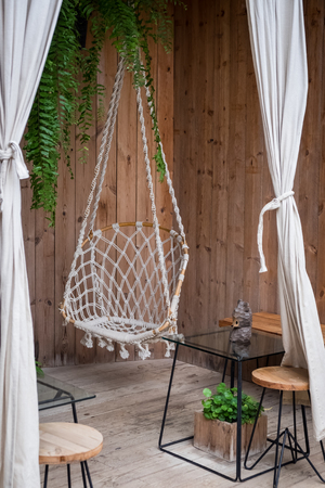 hammock in living area, relaxing corner at terraceの写真素材