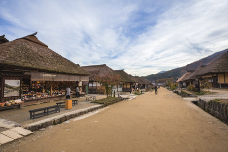 FUKUSHIMA, Japan - November 2, 2017: Ouchijuku village is a fomer post town along the Aizu-Nishi Kaido trade route, which connected Aizu with Nikko during the Edo periodのeditorial素材