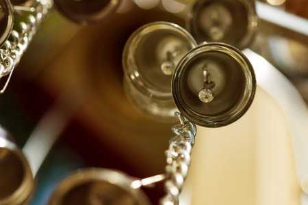 bells hanging for merit in ant eye view