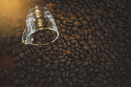 shot glass on coffee beansの写真素材