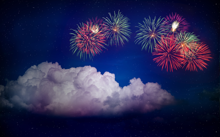 colorful fireworks on night sky backgroundの写真素材