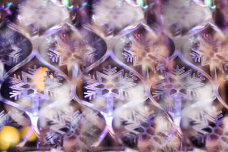 blur pattern of snowflakes decoration backgroundの写真素材