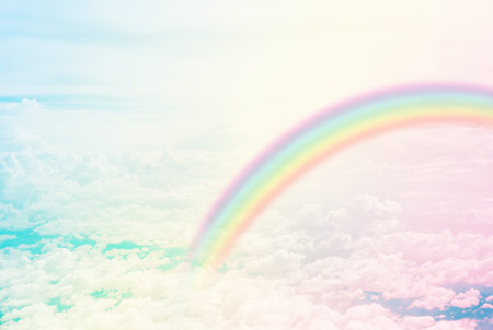 texture of cloud with rainbow on pastel skyの写真素材