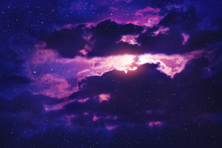 colorful night sky with cloud and starsの写真素材