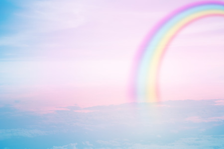 texture of cloud with rainbow on blue skyの写真素材