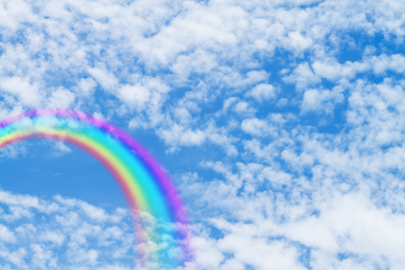 texture of cloud with rainbow on blue skyの写真素材