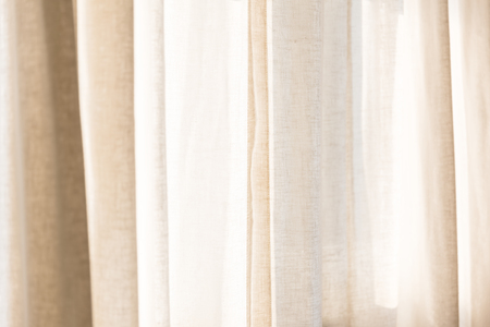 closeup transparent curtain with morning sunlight の写真素材