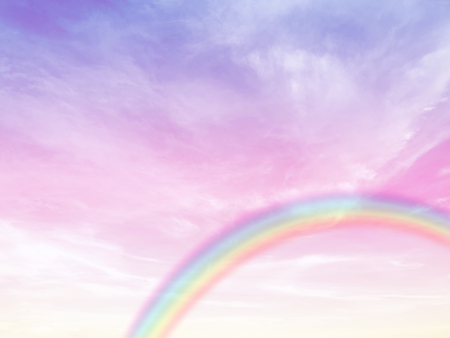 texture of cloud with rainbow on pastel skyの写真素材