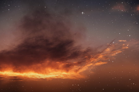 colorful night sky with cloud and stars