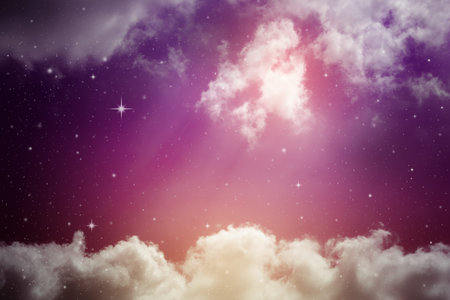 colorful fantasy night cloudy sky with stars