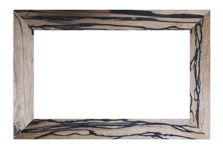 isolated blank rough brown wood frame on white background