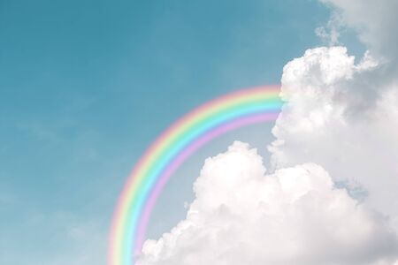 fantasy sky with rainbow and cloudの写真素材