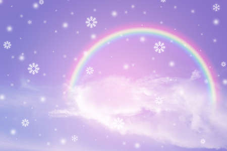 texture of cloud with rainbow on pastel skyの写真素材