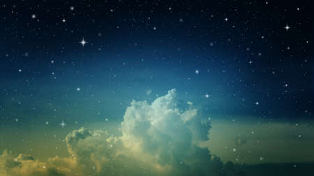 fantasy night sky with cloud and starsの写真素材