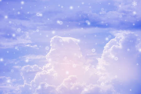texture of cloud snow on pastel skyの写真素材