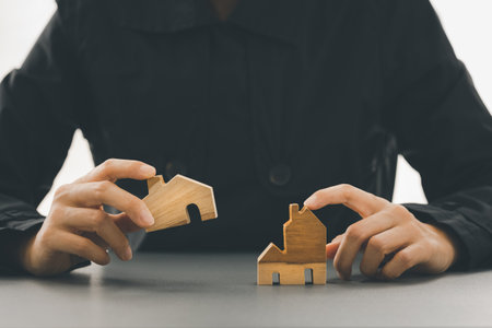 business investment concept on home and property, home models and businesswomanの写真素材