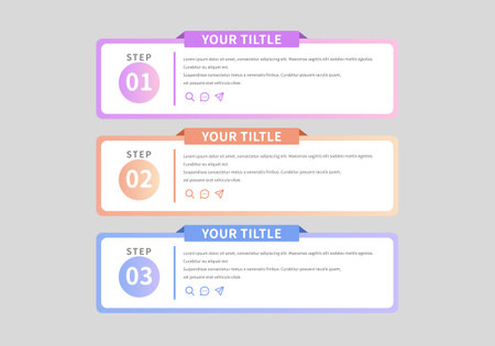 3-step infographic. Can be used to represent business information.のイラスト素材