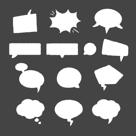 Hand drawn crayon style dialog elements, comic style dialogue bubbles talking to peopleのイラスト素材