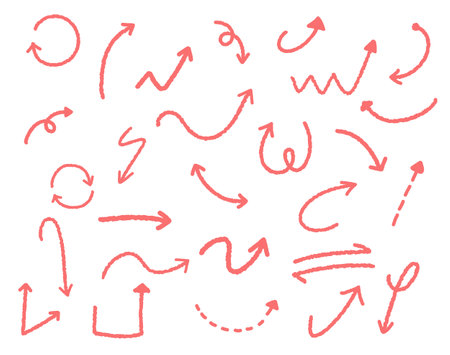 Red arrow element with various directions, rising and falling patternsのイラスト素材
