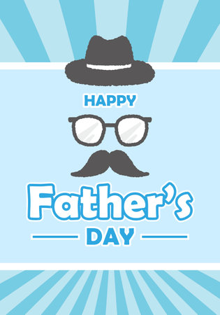 Happy Father's Day cards on a blue radial background, with elements to celebrate the holidayのイラスト素材