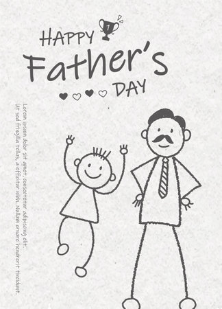 Happy Father's Day illustration with pencil lines on paper, full of childlike atmosphereのイラスト素材