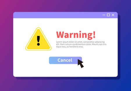 Warning, attention, alert icon. Vector illustration in flat design.のイラスト素材
