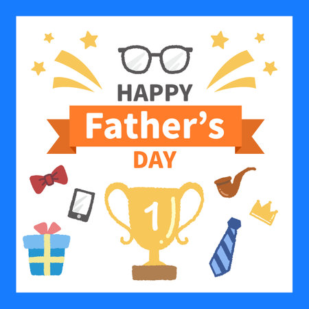 Happy Father's Day illustration, many cute holiday elements to celebrate Father's Day comingのイラスト素材