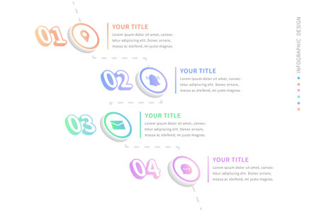 An infographic template with an icon timeline that describes the business stepsのイラスト素材