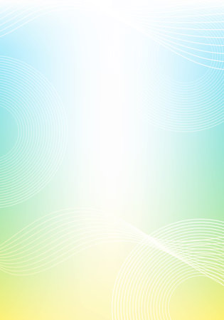 Bright background with blue-green-yellow gradients and technological linesのイラスト素材
