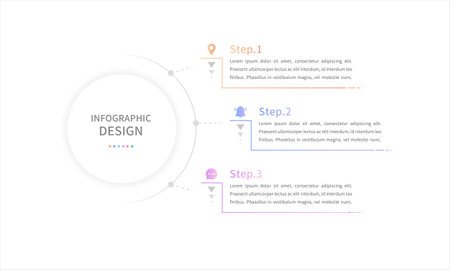 Modern style infographic with business timeline template for introducing stepsのイラスト素材