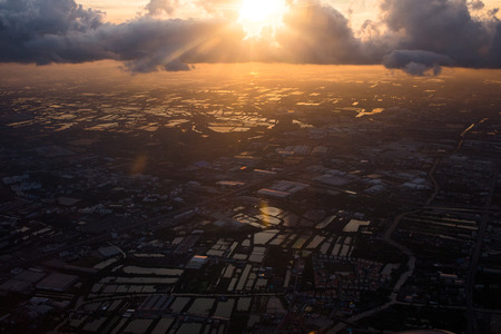 Sun rise on the fieldsの写真素材