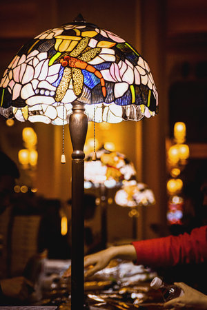 European retro pastoral shell decoration table lamp. Home decoration.の写真素材