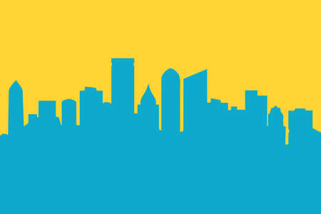 Abstract city skyline. Silhouette of urban buildings. Minimalist line vector illustration.のイラスト素材