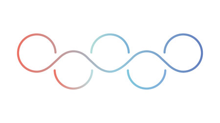 Red and blue two-color gradient rings repetitive vector elements