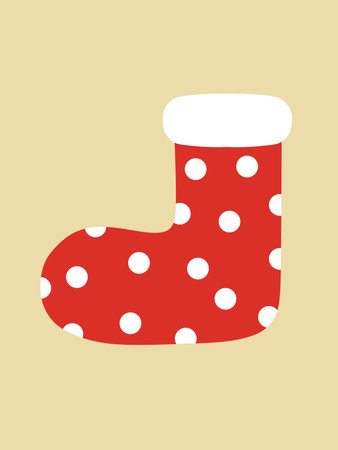 A red sock with white spots. Christmas elements.のイラスト素材