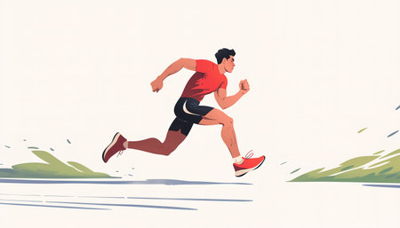 An Asian track and field athlete is running.の素材