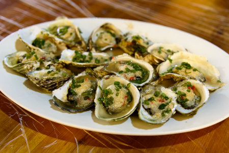 Steamed oysters with garlic. A delicacy from Chaoshan, China.