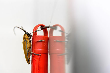 The tan insect that climbs indoors in summer.