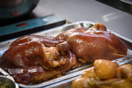 Traditional cuisine in the Chaoshan area of China, Longjiang Braised Pig's Trotter.の写真素材