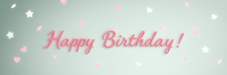 Happy birthday decoration with colorful hearts and stars celebrating a special occasion and creating a festive atmosphereの素材