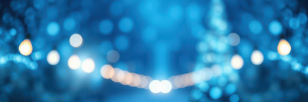 Festive lights illuminate a winter night in a city filled with holiday spirit and cheerの素材