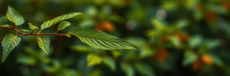 Focus on a green leaf among lush foliage in a vibrant outdoor setting during daylight hoursの素材
