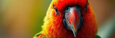 Colorful parrot with vibrant feathers perched in a lush tropical setting during daylightの素材