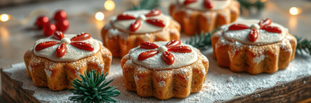Festive dessert display with traditional sweet treats during the holiday seasonの素材