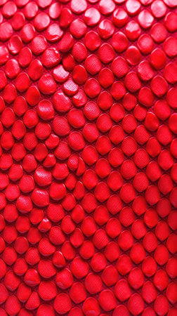 Vibrant red textured surface showcasing unique patterns and shapes from a leather materialの素材