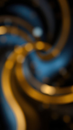 Swirling patterns of gold and blue create a vibrant abstract backdrop in a dynamic compositionの素材