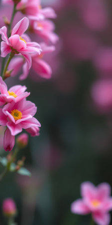 Colorful pink flowers bloom in the garden during spring, showcasing natures beauty and vibrant colorsの素材